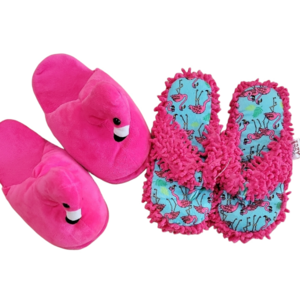Set of TWO Mom & Me Pink Flamingo Slippers NWOT